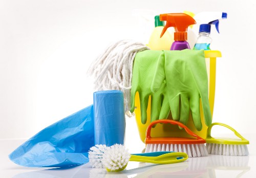 Professional cleaner in Kensington working in a modern living room