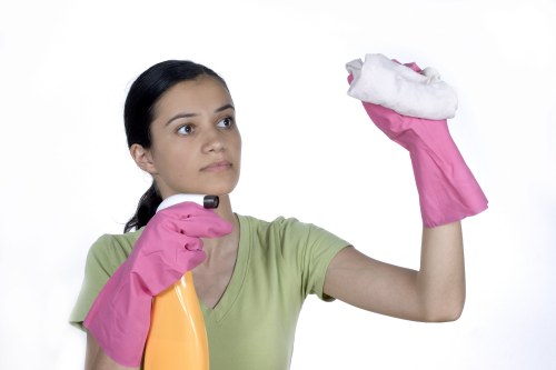 Technician maintaining a tidy, ventilated oven cleaning workspace